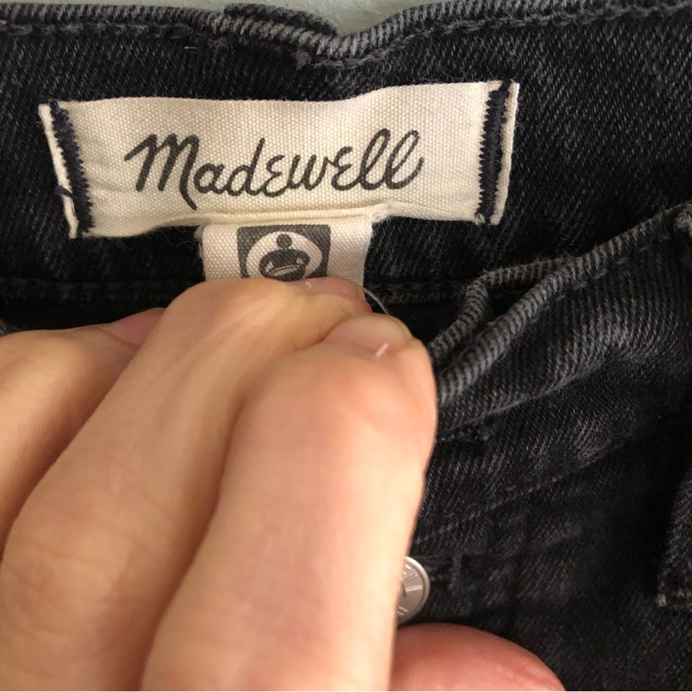 Madewell Perfect Vintage Wide Leg Crop Jean Sz 28 Black Exposed Buttonfly Casual - Picture 8 of 8